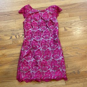 Cap Sleeve Floral Lace Dress